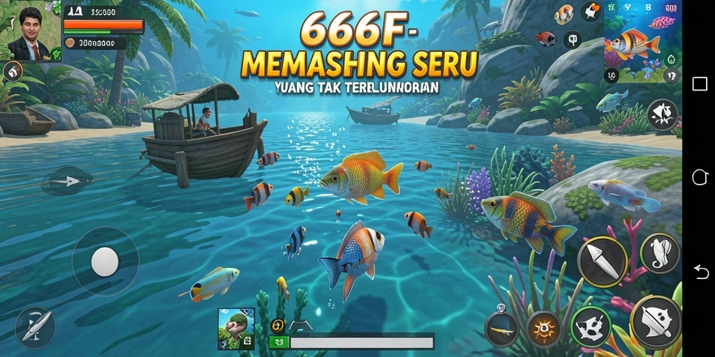 Screenshot menunjukkan aksi memancing seru di 666F.