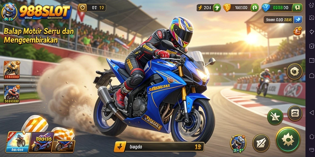 Gameplay balap motor seru dalam 988SLOT