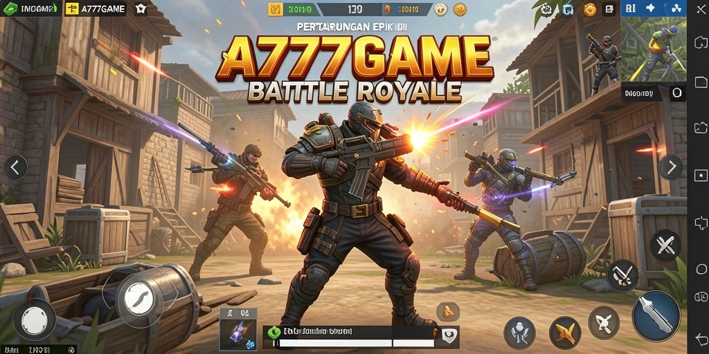 Screenshot menunjukkan aksi seru di medan perang Battle Royale.