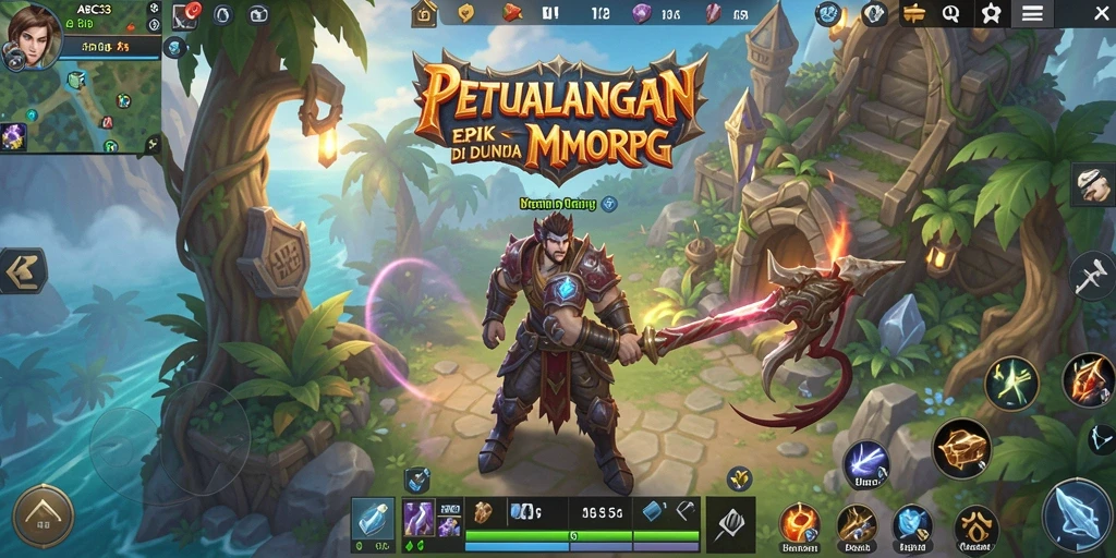 Tampilan menarik dari gameplay epic di dunia ABC33 MMORPG.