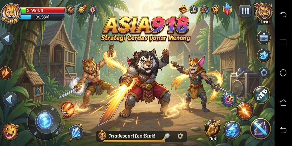 Screenshot ASIA918 menampilkan berbagai unit strategis yang tengah bertarung di medan pertempuran.