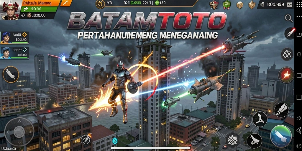 Tangkapan layar gameplay BATAMTOTO menunjukkan aksi menara pertahanan yang seru.