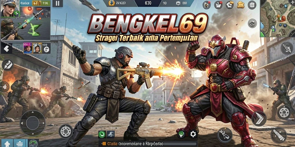 Screenshot utama BENGKEL69 menampilkan aksi strategi mendalam dan visual menarik.