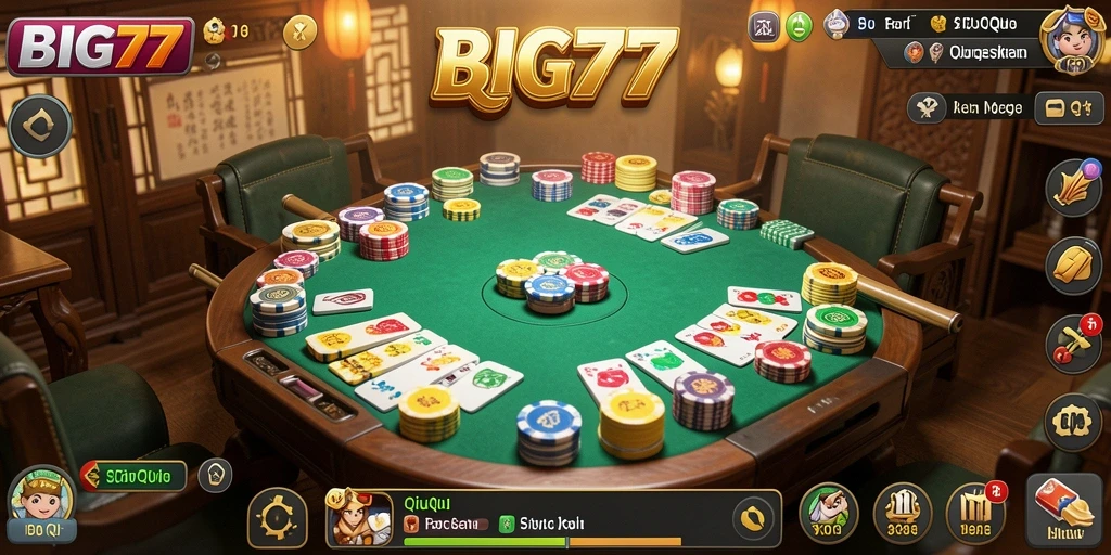 Tampilan gameplay seru di BIG77 saat bermain QiuQiu.