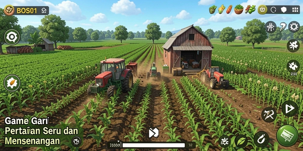 Tampilan gameplay seru di kebun digital BOS01 yang penuh warna.