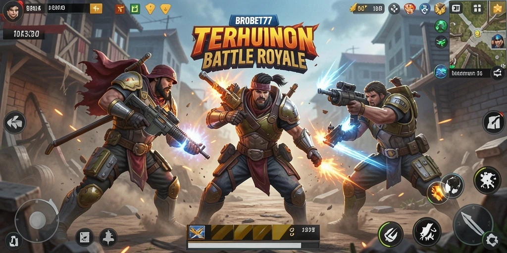 Tangkapan layar dari pertempuran seru dalam BROBET77 Battle Royale.
