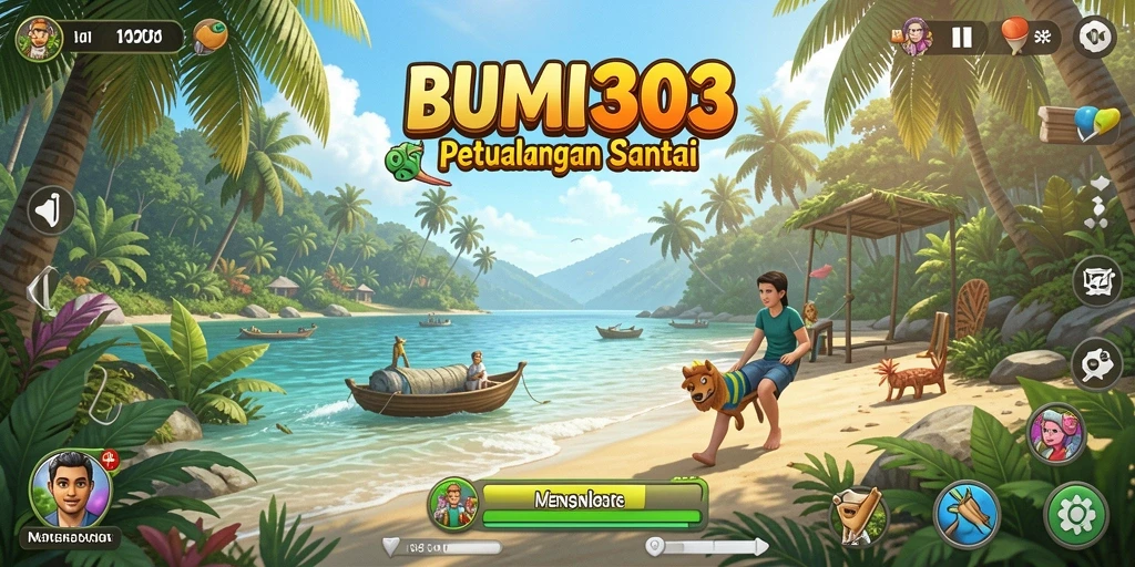 Tampilan gameplay BUMI303 yang ceria dan menarik.