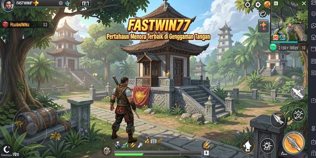 Screenshot gameplay FASTWIN77 menampilkan pertahanan menara yang epik.