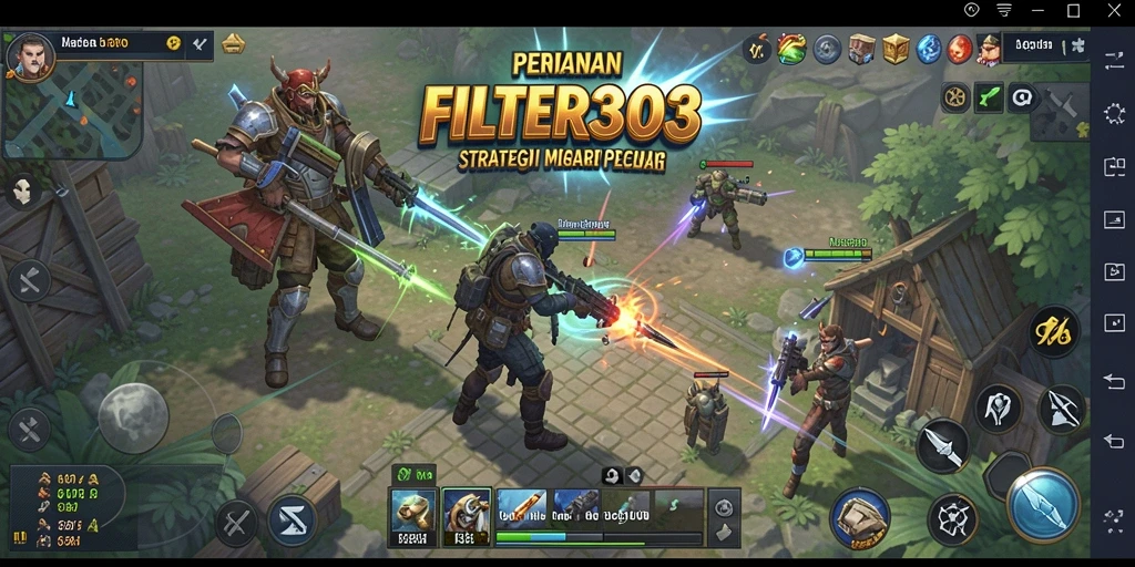 Tangkapan layar utama FILTER303 menampilkan aksi seru dalam gameplay strategi.