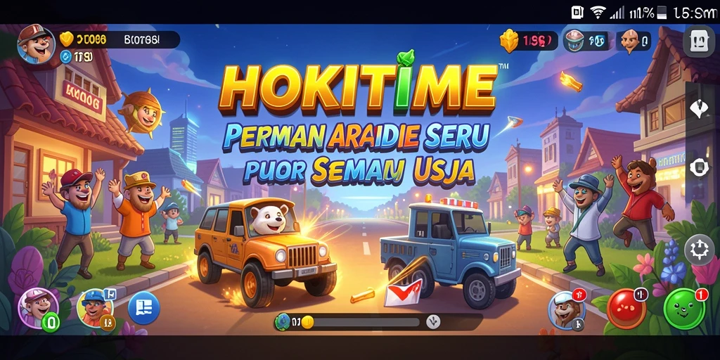 Tampilan gameplay HOKITIME yang penuh aksi dan warna-warni.