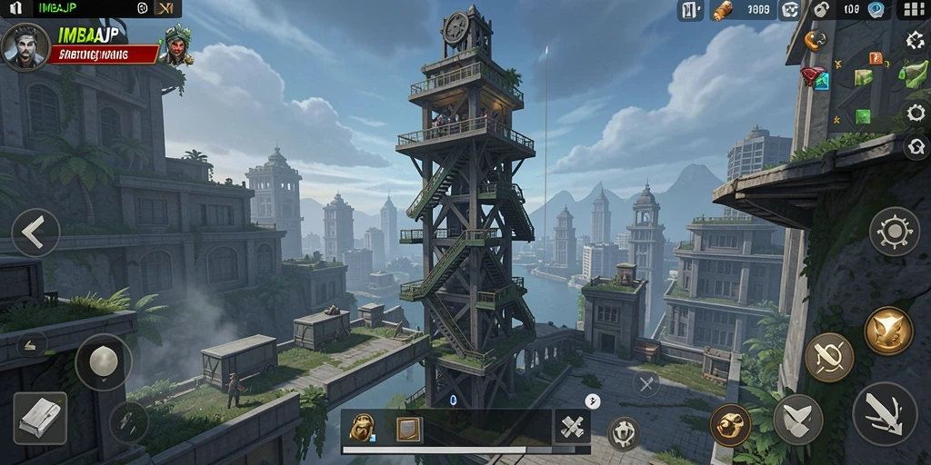 Tangkapan layar gameplay <strong>IMBAJP</strong> menunjukkan suasana pertempuran Tower Defense yang menegangkan.