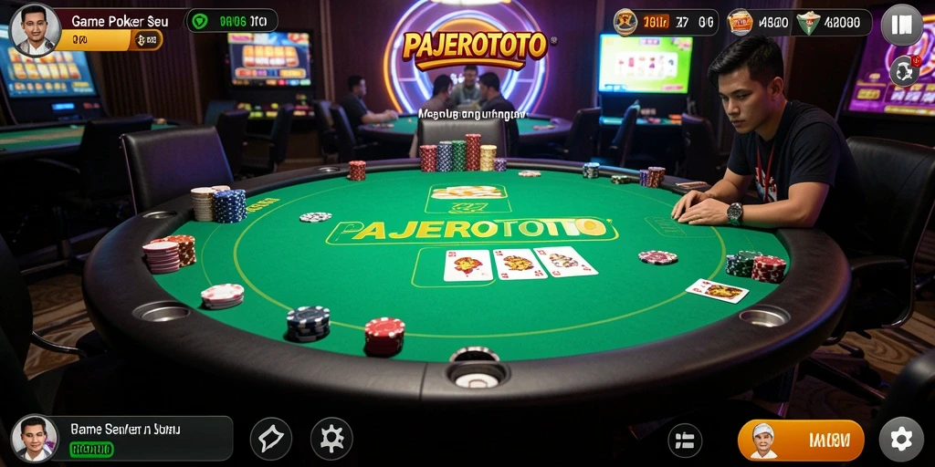Screenshot utama PAJEROTOTO menunjukkan pemain bersaing di meja Poker yang seru.