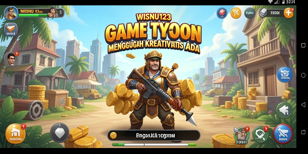 Tampilan gameplay WISNU123 dengan grafis menarik dan interaksi bisnis.